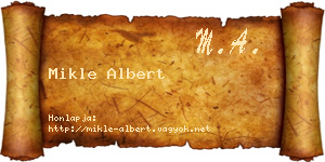 Mikle Albert névjegykártya